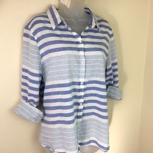 Izod nautical linen blend striped shirt Large
